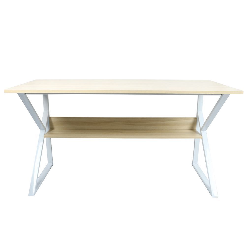 Polcos íróasztal, fehér lábakkal, 100x60 cm, tölgy - porto - butopêa
